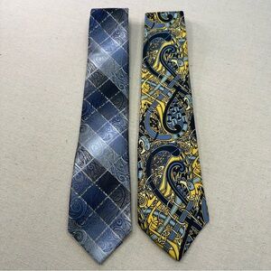 Van Heusen Blue & BSL Blue & Yellow Artistic Ties